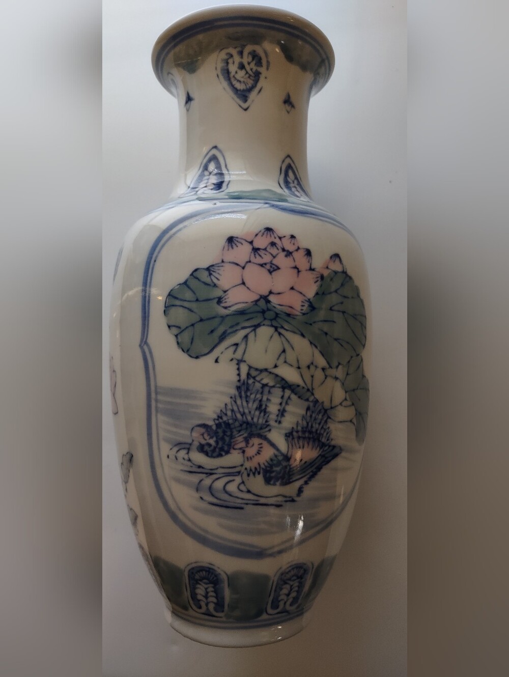 Chinoiserie Hand painted Pastel Vase - Home Art